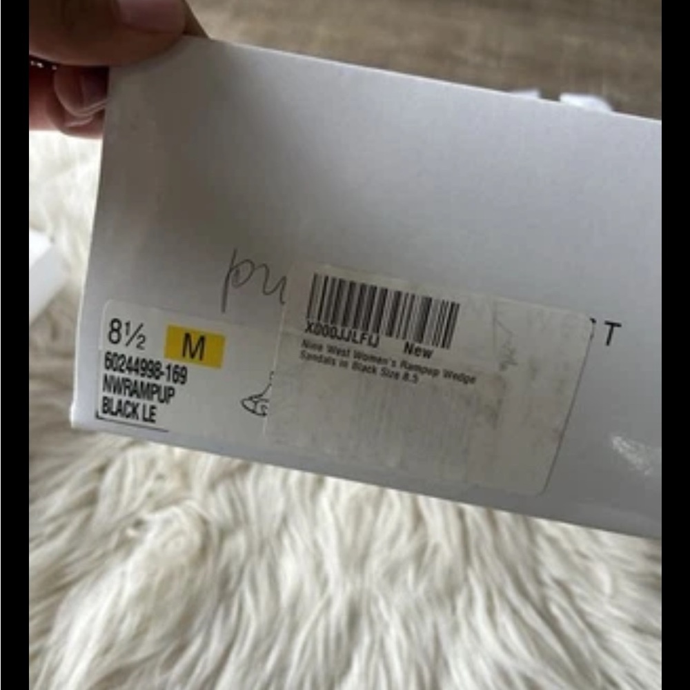 Nine West Ramp Up Wedge Sandals Shoes Women’s 8.5 M  Black Leather Zip NEW + Box - Picture 9 of 10